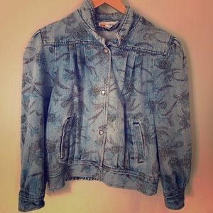 Vintage 80s/90s Denim Jacket with Pineapple Print